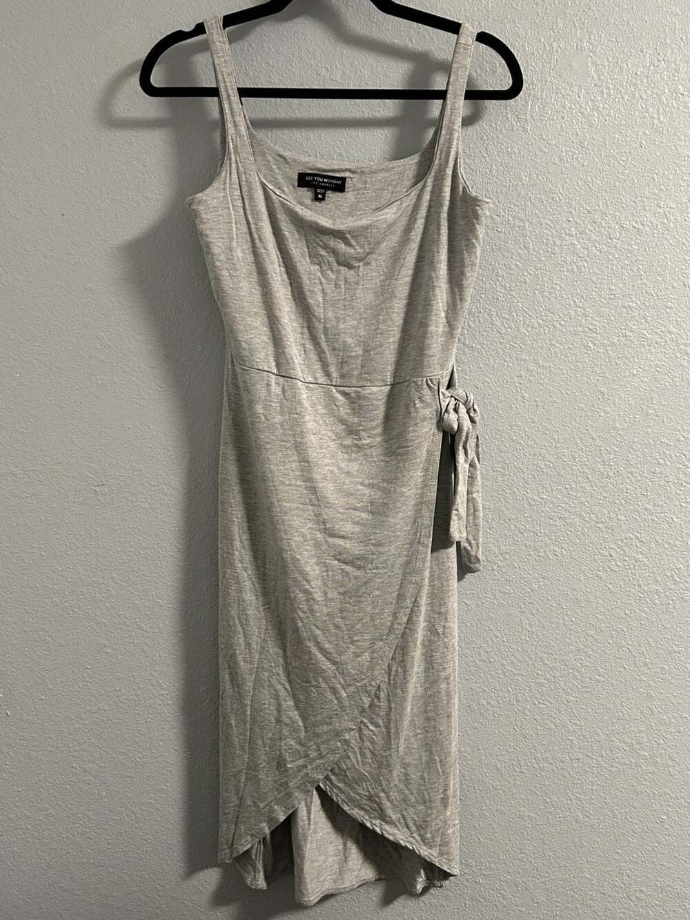 See You Monday Wrap Midi Dress Size XL Gray Sleeveless